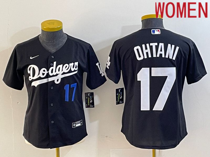 Women Los Angeles Dodgers #17 Ohtani Black Nike Game MLB Jersey style 2